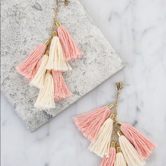 Ettika Jewelry - Ettika Tassel earrings in peach and gold